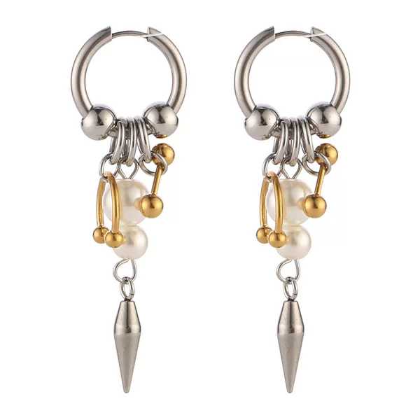 Cross-border New Original High-end Earrings Pearl Earrings Tapered Gold and Silver Niche Tassel Earrings