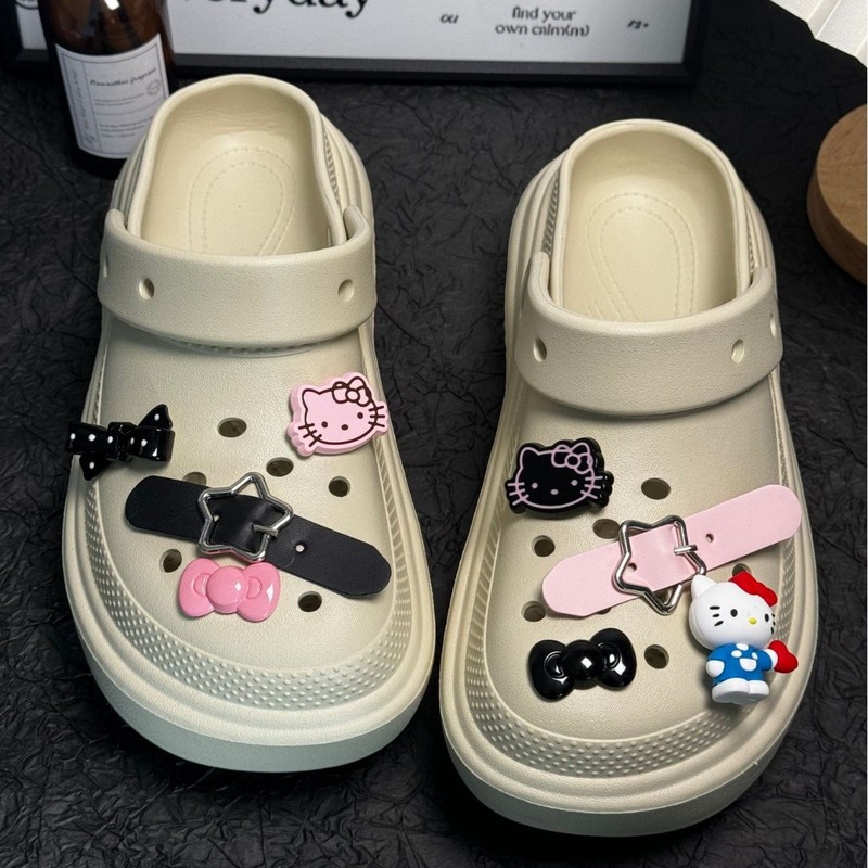 夏のスリッパ靴花漫画ハローキティ下駄アクセサリー靴バックル靴花セット diy アクセサリーリトルレッドブック|undefined