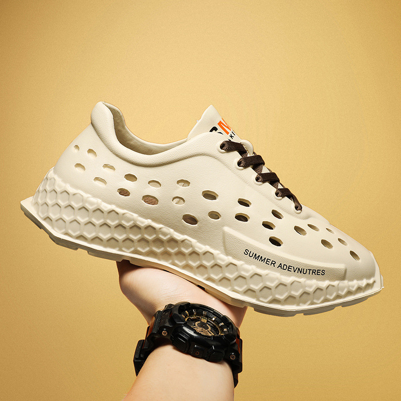 Comfortable Couple's Clogs, Summer Non-Slip Top Quality Outdoor Beach Sandals, Men's Hollow Breathable Closed-Back Slippers_voghion.com