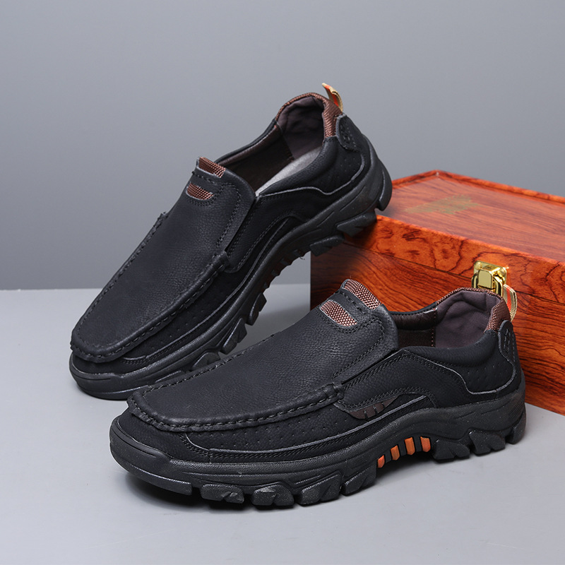 Transfronterizos Amazon zapatos de hombre de verano de alta calidad zapatos de cuero casuales de un pie zapatos Lefour antideslizantes zapatos de papá suaves