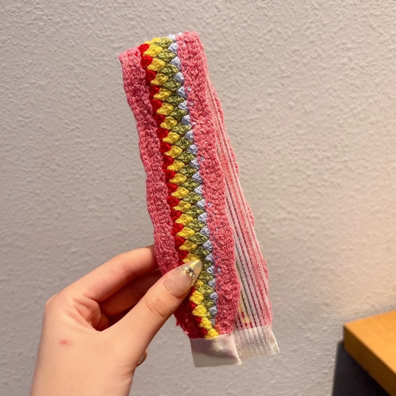 Flor francesa de punto velcro cinta de cabello para adultos fresa de cabello acabado artefacto de la niña cabello fija banda de cabello tocado