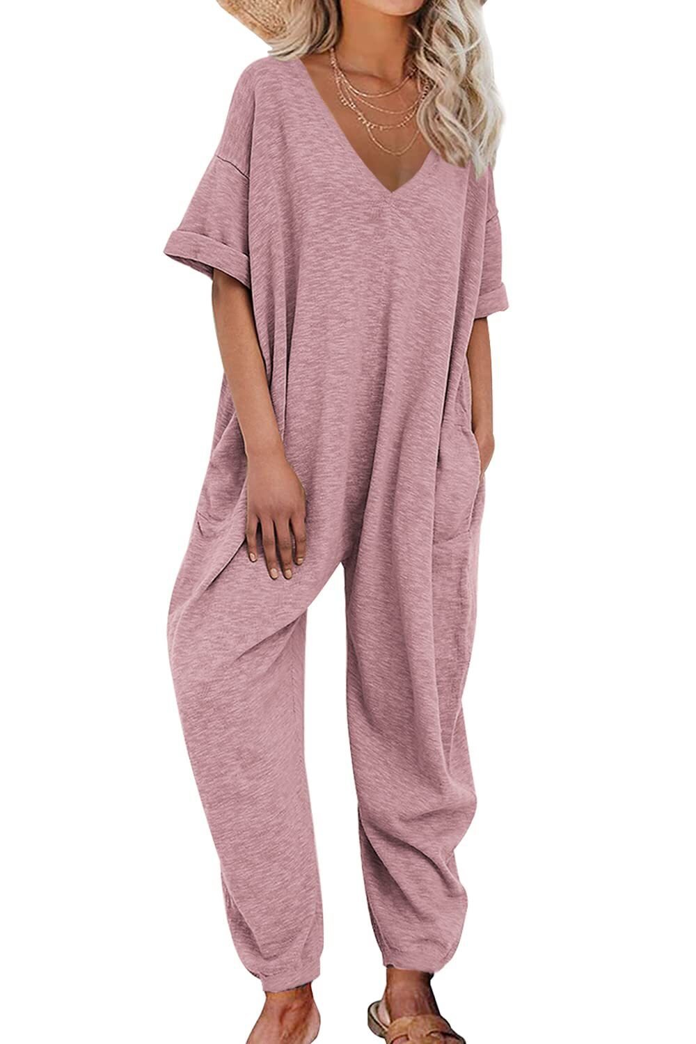 2023 Mono de mujer colorido con cuello en V de media manga mono largo atado al tobillo