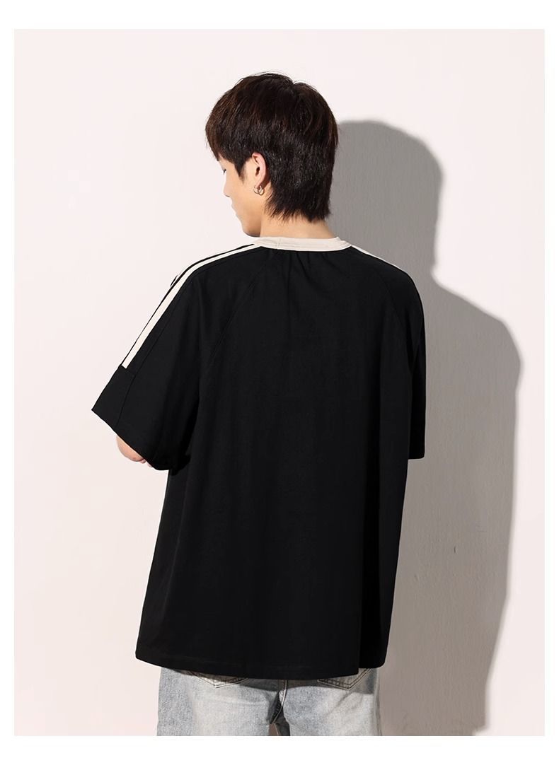T-shirt uomo in cotone pesante con tre strisce stile estivo_voghion.com
