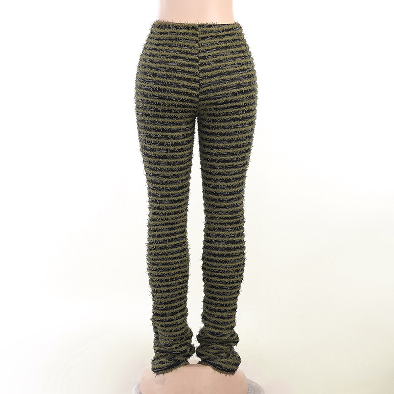 YY22342 Knitted striped sexy slim-fit pants for women, European and American spring fashion high-waisted and hip-lifting casual pants for hot girls pic 85