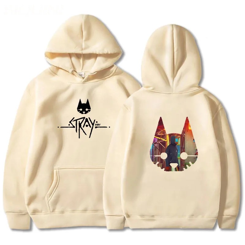 Juego errante gato anime sudadera con capucha juego caliente estampado ropa hombre invierno suéter de lana top de gran tamaño