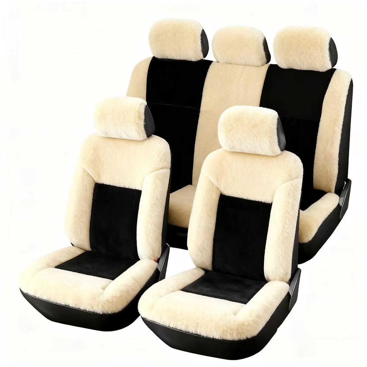Invierno negro-medio de color de peluche cubierta de asiento de automóvil calentamiento cojín de asiento universal cubierta de asiento de automóvil image 7