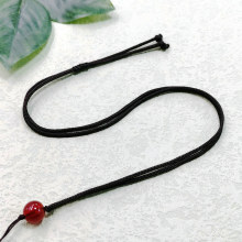 简约手工可调节编织项链挂绳翡翠黄金平安扣红圆顶珠吊坠男女挂绳