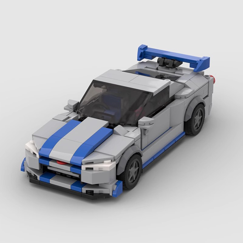 Compatible with Lego MOC building blocks 102532 Dongqi warlord GTR R34 Paul assembled 8-grid car speed series