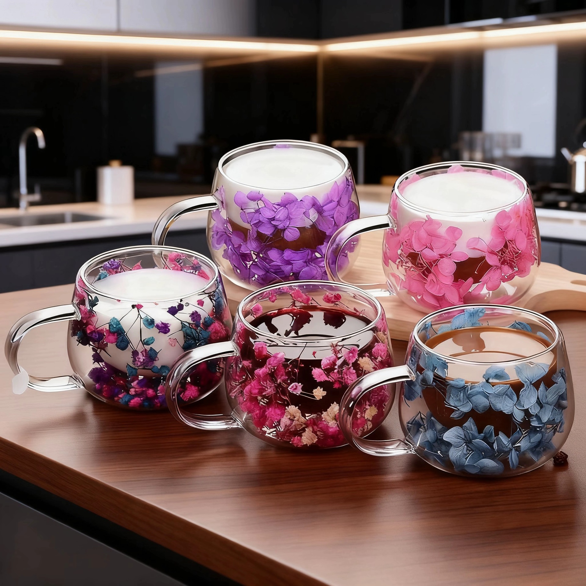 Tasse isotherme avec fleurs séchées créative mug de bureau_voghion.com