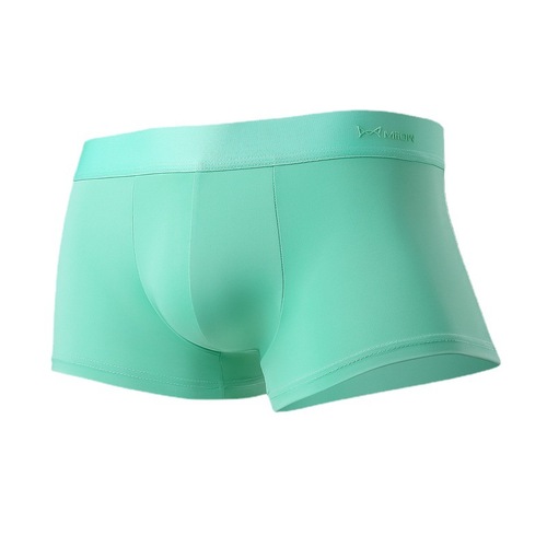 Official Catman Men's Ice Silk High-Elastic Flat-Waist Briefs Student Double-Layer Inner Labia Breathable Solid Color Four-Way Shorts