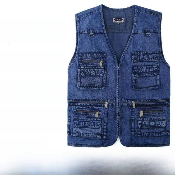 Foreign Trade Customized Cross-Border Dropshipping Waistcoat Photography Loose Vest Multi-Pocket Fishing Vest Men's Denim Vest