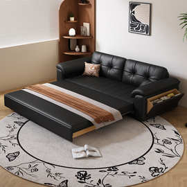 Pet-friendly faux leather sofa bed with storage 小户型沙发床