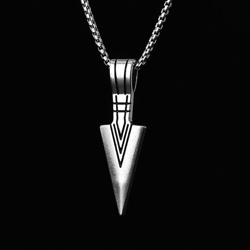 Personalized Spear Head Pendant Necklace In Titanium Steel For Men_voghion.com