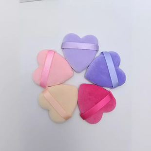 Factory Direct Supply of Custom Ultra-Soft Crystal Velvet Short-Haired Powder Puff for Setting Makeup, Set of 3 Cotton Heart-Shaped Powder Puffs