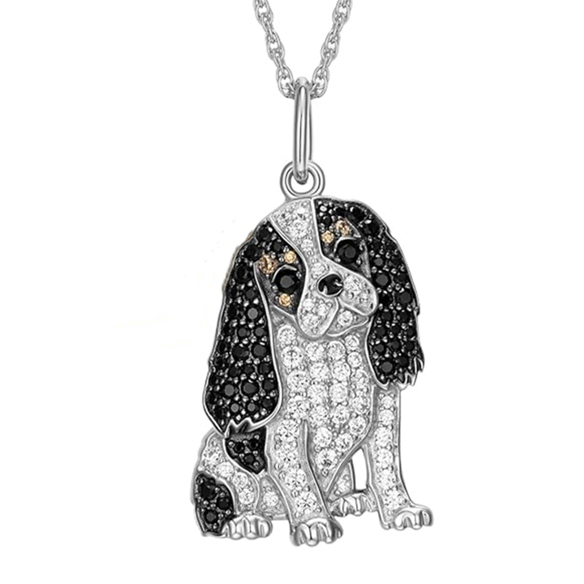 Zinc Alloy Chain Material cable chain Chain Type Cute Dog Artificial Crystal Zinc Alloy Cable Chain Pendant Necklaces Wholesale