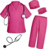 Red stethoscope, V-neckline