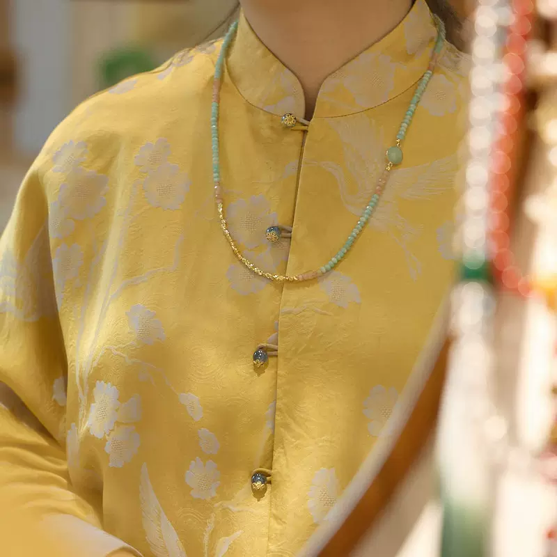 一万种搭配新中式国风海盐汽水项链切面复古天河石多宝新中式项链