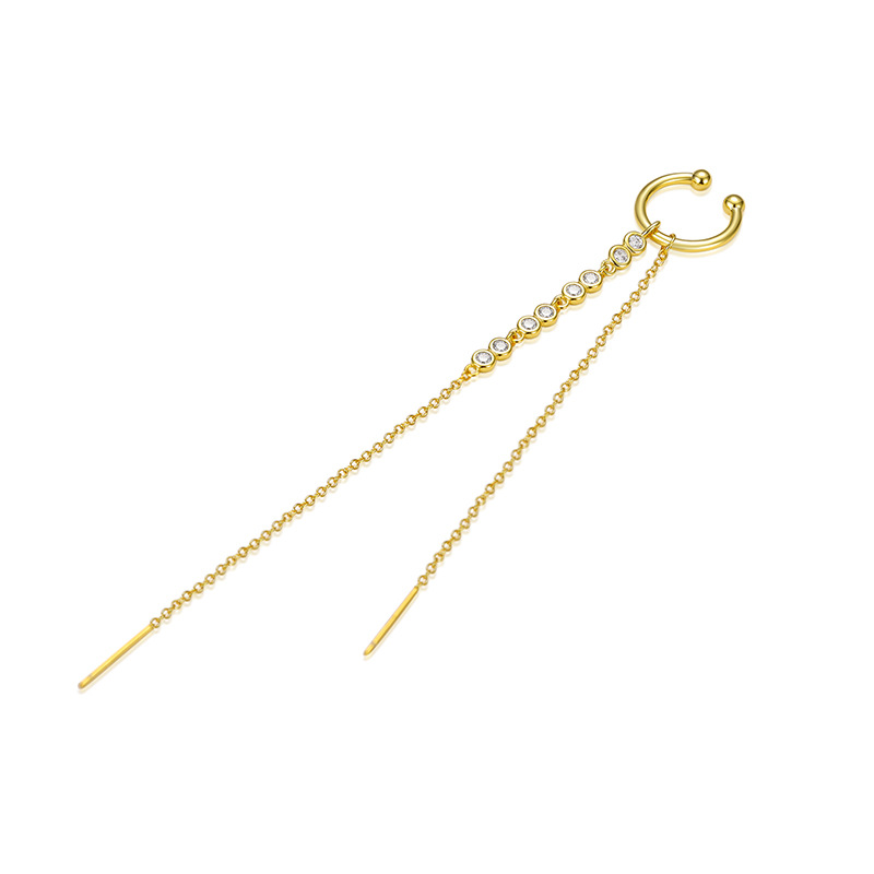 Fashion Geometric Sterling Silver Drop Earrings Tassel Plating Zircon 925 Silver Earrings