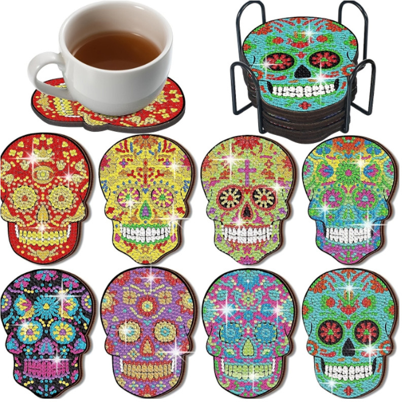 Personalizada taza de pintura de diamante transfronteriza almohadilla de taza de diamante redonda almohadilla mandala perimetral de pintura de diamante DIY