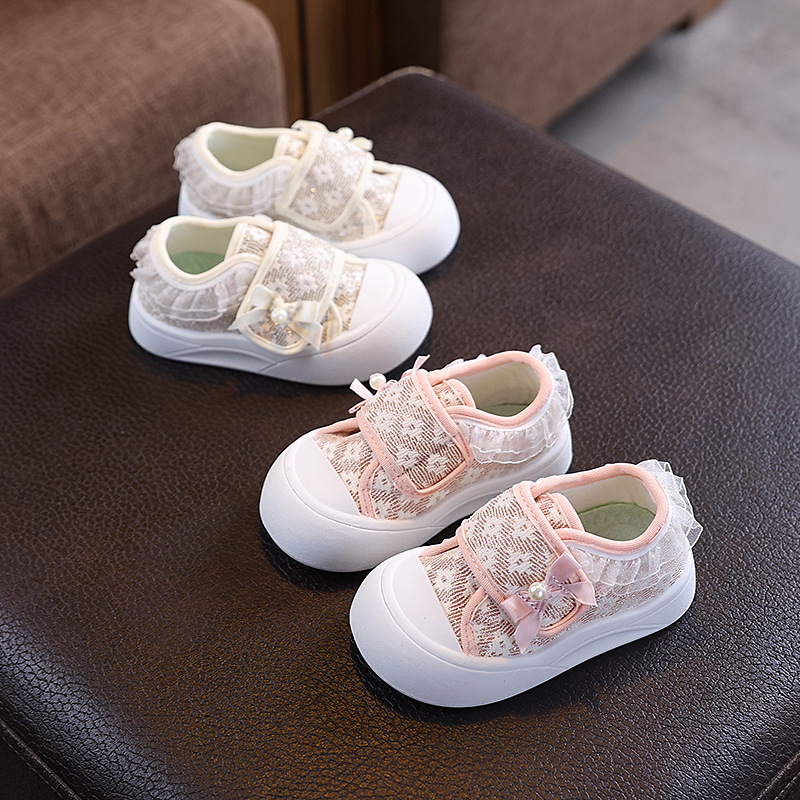 春秋童鞋儿童鞋蕾丝花边女童花朵休闲鞋小清新韩版宝宝鞋潮童单鞋