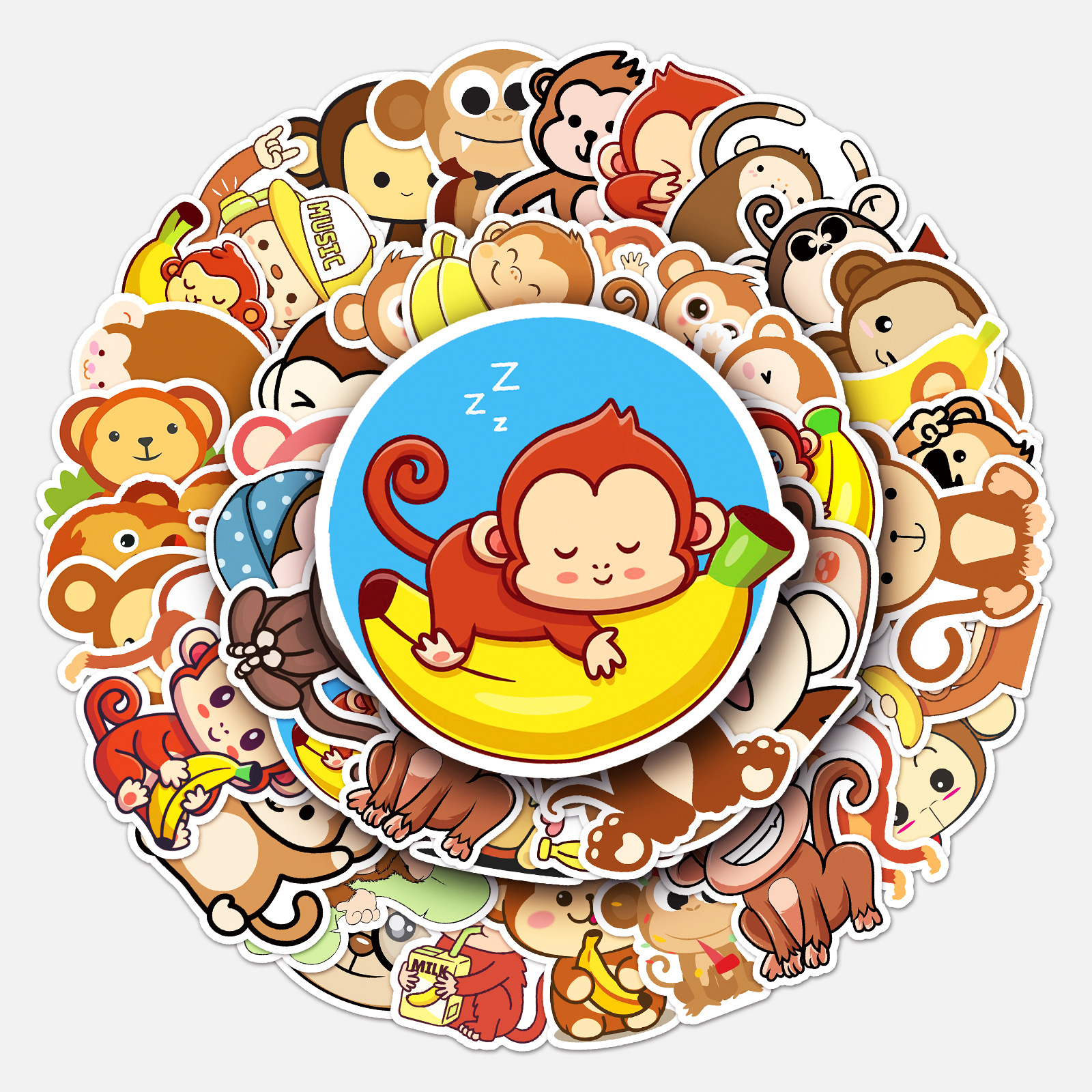 50 Monkey Graffiti Sticker Cartoon Cross border animal Sticker DIY Skate Mobile phone shell trunk Sticker waterproof