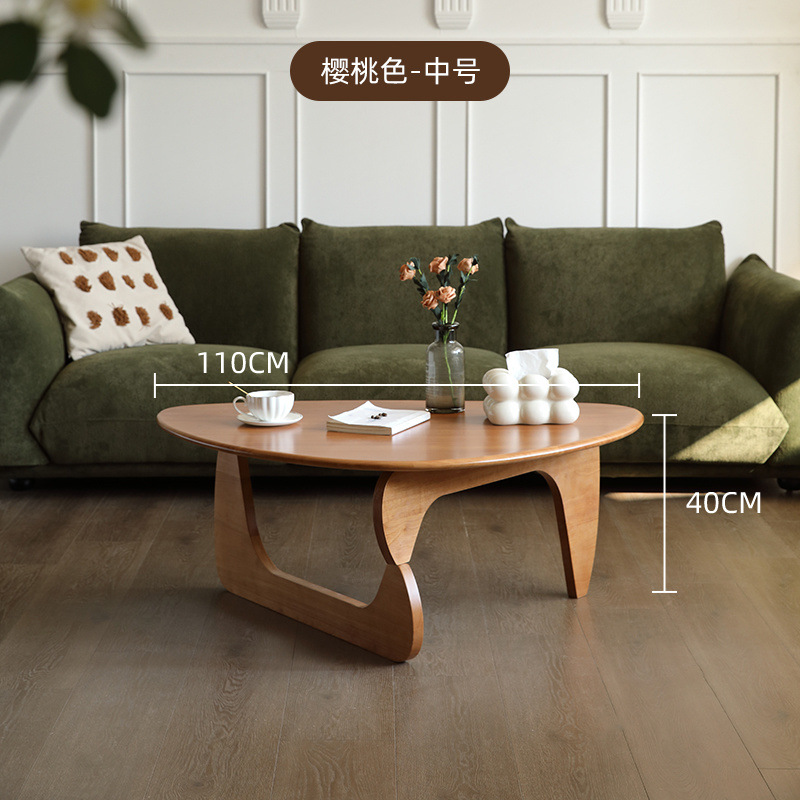Madera sólida nueva mesa de té triangular nórdica en forma de mesa de té retro simple y moderna sala de estar japonesa para el hogar