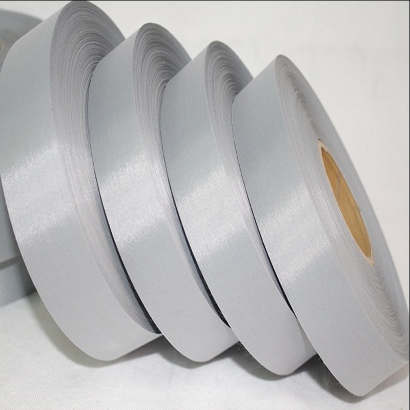 批发服装马甲警示反光辅料高亮涤纶反光布条耐水洗单面反光化纤布