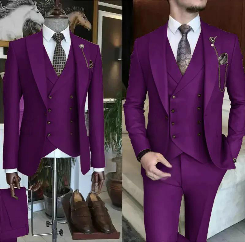 アマゾンのクロスボーダーのドレスの結婚式の新郎のスーツの男性は欧米のスーツの3つのセットのビジネスのレジャーのスーツを修理します。|undefined