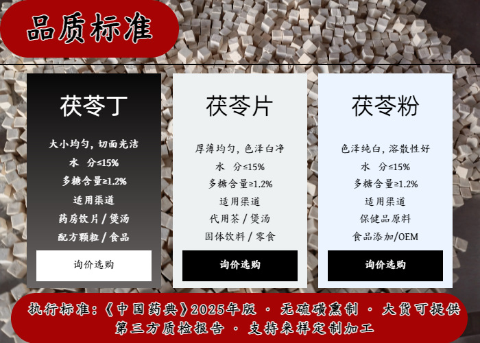 Poria Fu Ling Cubes 500g Dried Poria cocos Slices for Soup and Tea specifications