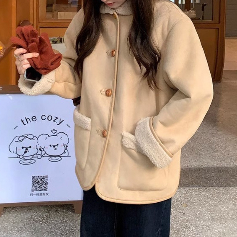 빈티지 모조 양고기 모피 코트 여성의 겨울 새 기모 두꺼운 패션 디자인 따뜻한 스웨이드 모피 직접 판매