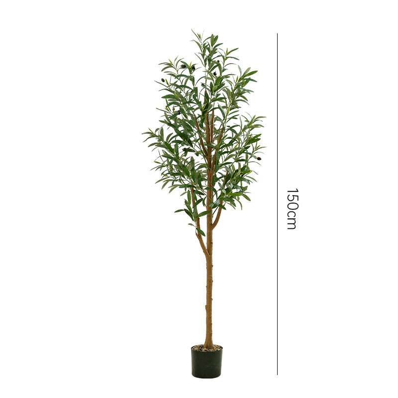 Planta artificial olivo olla casa sala de estar piso interior gran planta verde ventana centro comercial decoración árbol falso