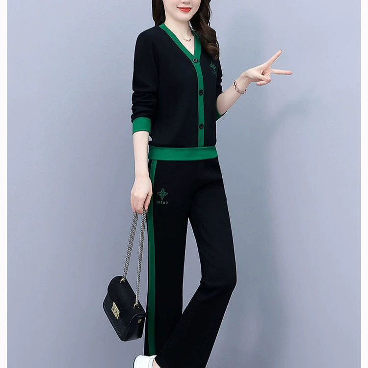 Оптовая спортивный костюм для женщин 2023 Весна и осень Новая мода Свободный иностранный стиль для бега для отдыха плюс размер комплект из двух предметов