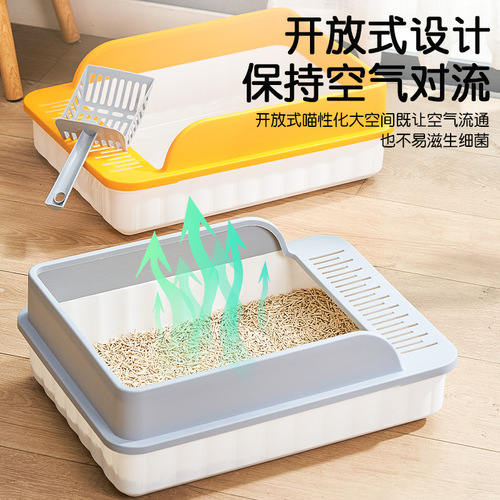 Piano Key Cat Litter Box Semi-Closed Cat Toilet Splash-Proof Large Top-Loading Cat Litter Pan Pet Cat poop cat urine pan