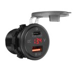 QC3.0+TPYE C带电压表 12-24V汽车船艇改装配件QC3.0快充 电压表