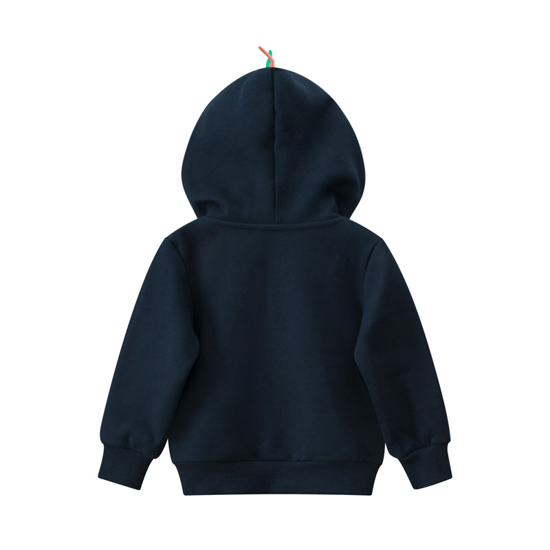 27kids ropa para niños transfronterizos otoño e invierno chaqueta para niños más tejido de terciopelo cremallera de dinosaurio ropa para bebés al por mayor