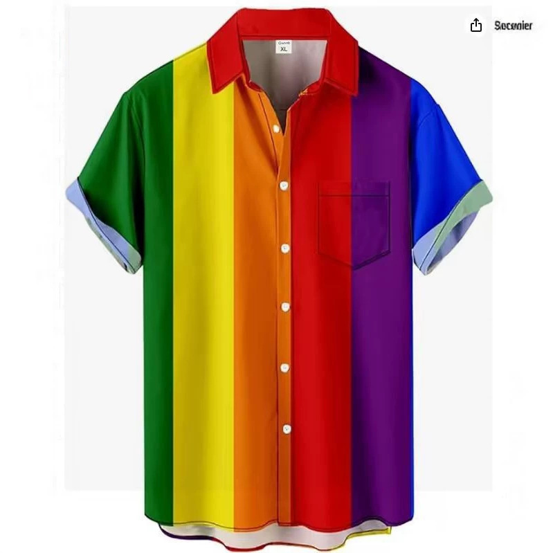 Y2 New Model Cross-Border Foreign Trade Summer Men's Short-Sleeve Collared Shirt with 3D Digital Print Hawaiian Shirt with Pockets
