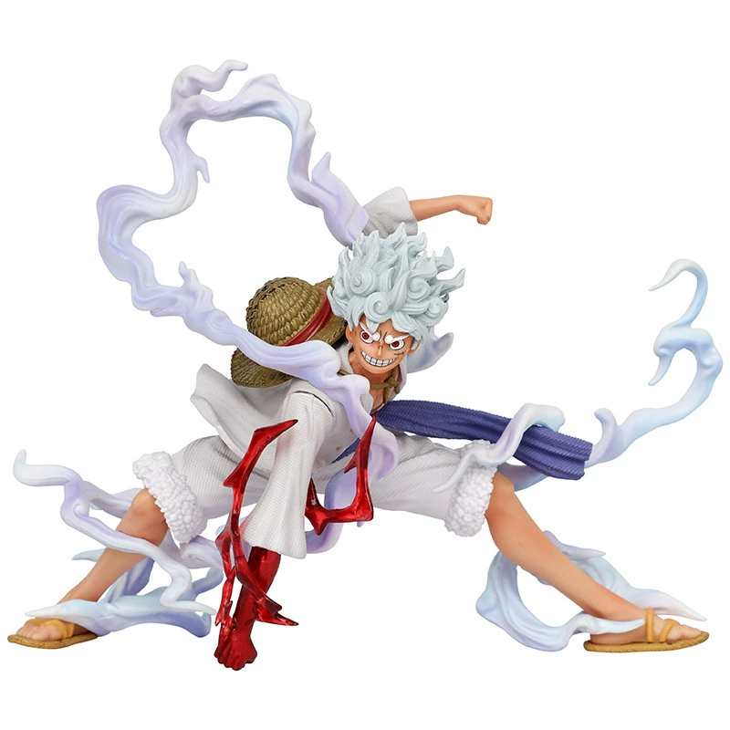 Аниме-фигура (One Piece) Луффи Солнце-Бог Ника — поза приседания, белая аура, без коробки