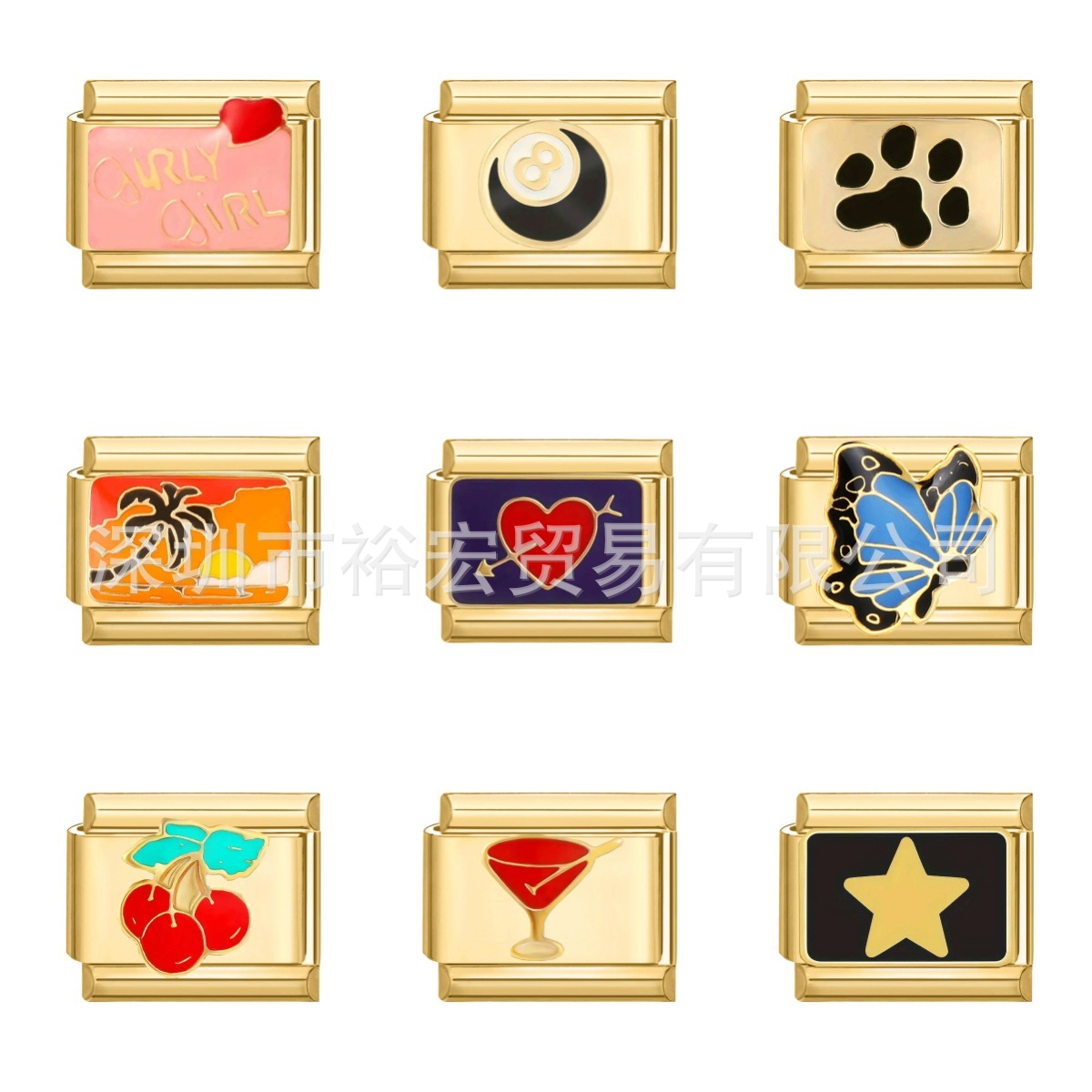 Girls 9cm Stainless Steel Welded Oil Dripping Bracelet Cartoon DIY Italian Module Bracelet Wholesale Original