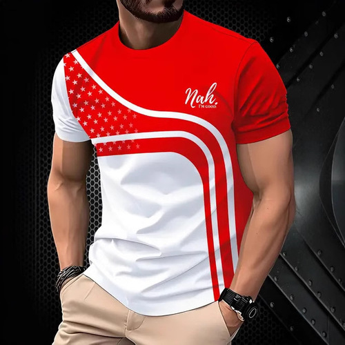 Cross-border Western and European foreign trade 2025 new casual fashion trend high-quality minimalist printed men's short-sleeved T-shirt