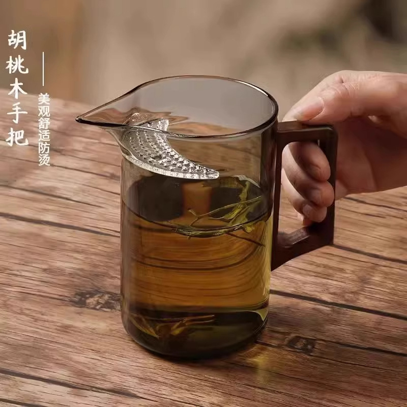 厚みのある高ホウケイ酸ガラス三日月フェアカップ茶漏れ一体型大容量フィルター付きインターネットセレブティーディバイダーフェアカップ|undefined