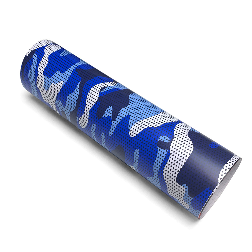 Cross-Border Blue and White Polka Dot Camouflage Car Body Color Change Film Electric Motorcycle Mountain Bike Color Change Decal Waterproof Sticker