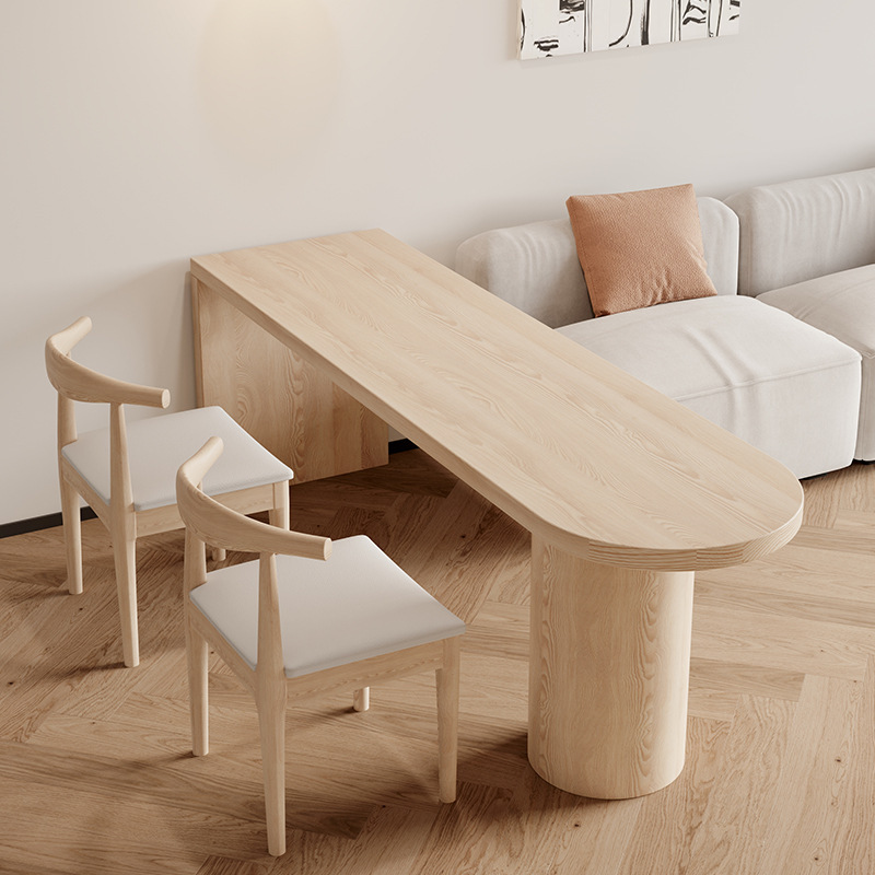 Reading Corner Partition Bar Table Solid Wood Semi-Circular Pure Solid Wood Living Room Desk Home Double Large Long Desk