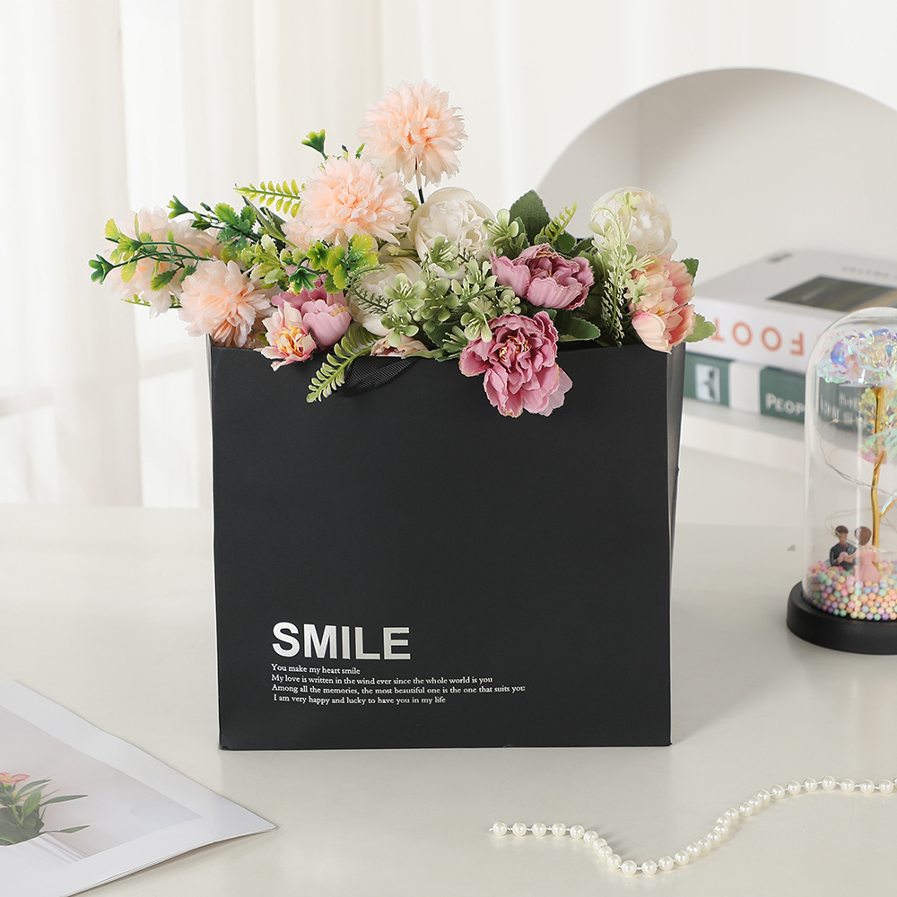 FLOWER鲜花手提袋开窗礼品袋花束包装袋520情人节礼物手提袋银色