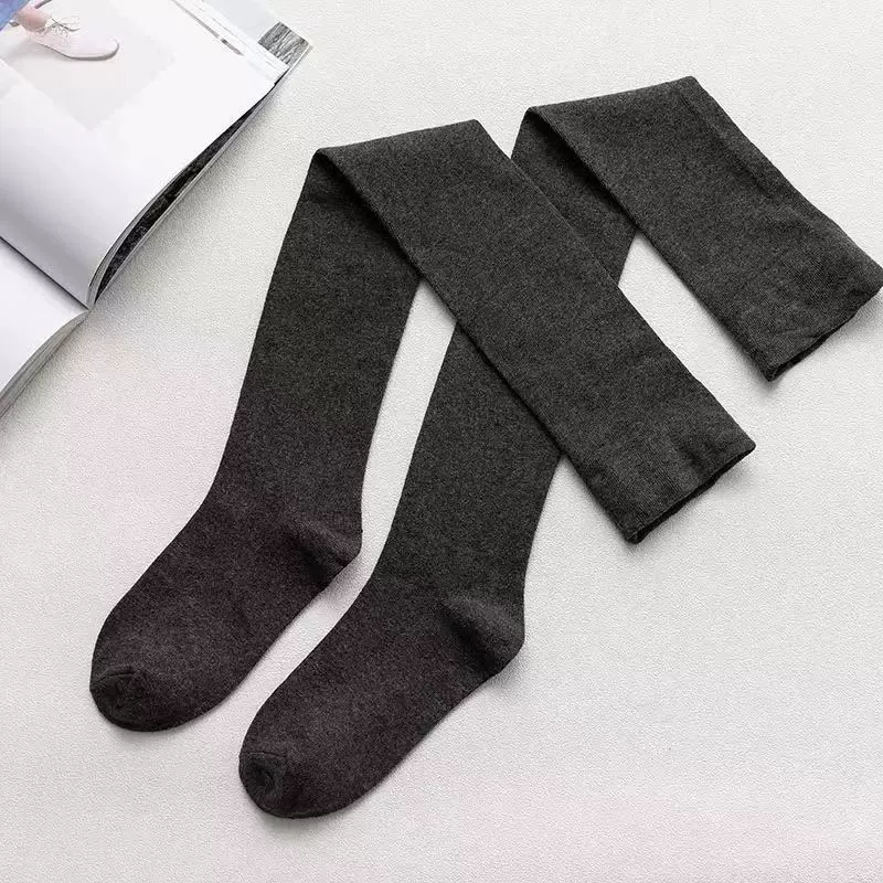 Knee socks, silicone non‑slip long demi‑season, one size, black/white/deep gray