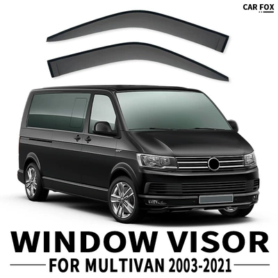 Window Visor, Rain shield - standard-packing-without-logo-multivan-mk1-2003-2021-plexiglas-without-bright-strips-rain-shield-2pcs
