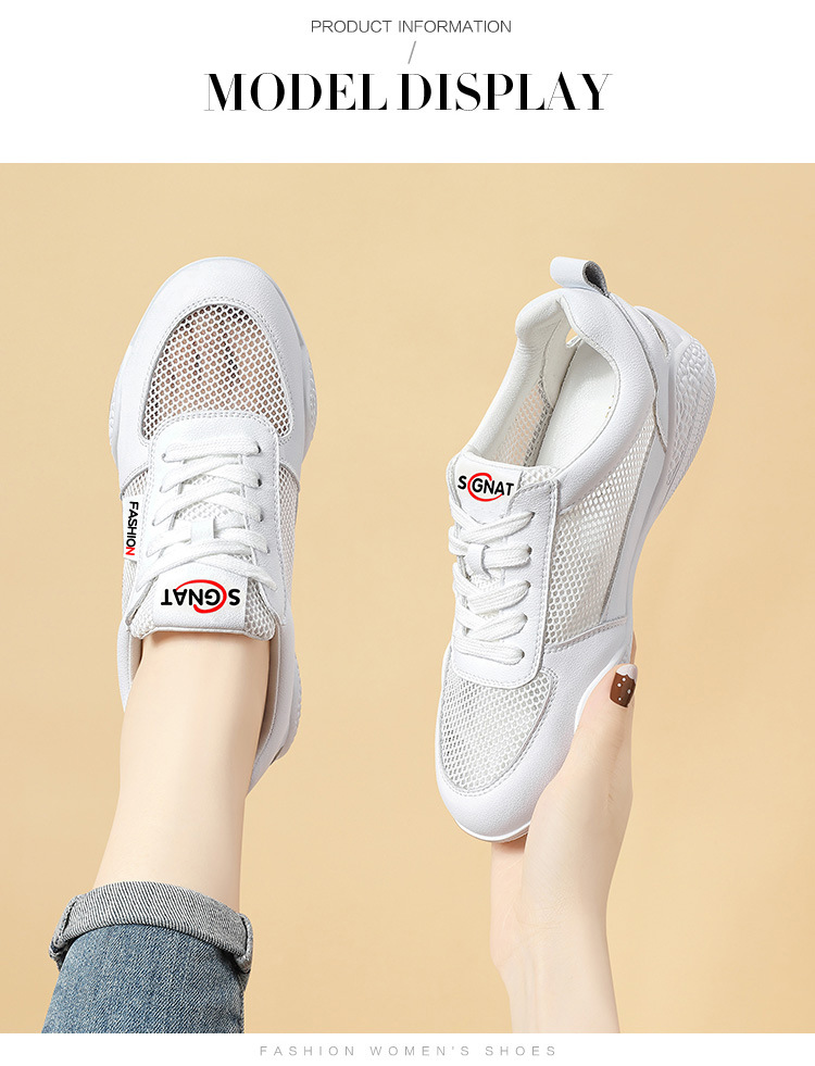 Giày sneaker nữ da thật trắng lưới thoáng khí đế mỏng mùa hè 2025 — Gạo xám L1070KAY, TrắngL1070KAY chi tiết 6