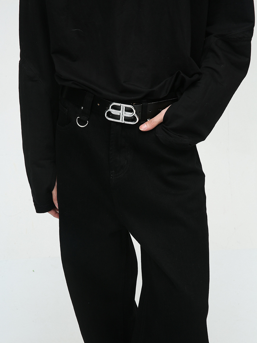 Mtlclothes ropa de Hombre | 2023 otoño nuevo American High Street estilo simple negro suelta casual jeans