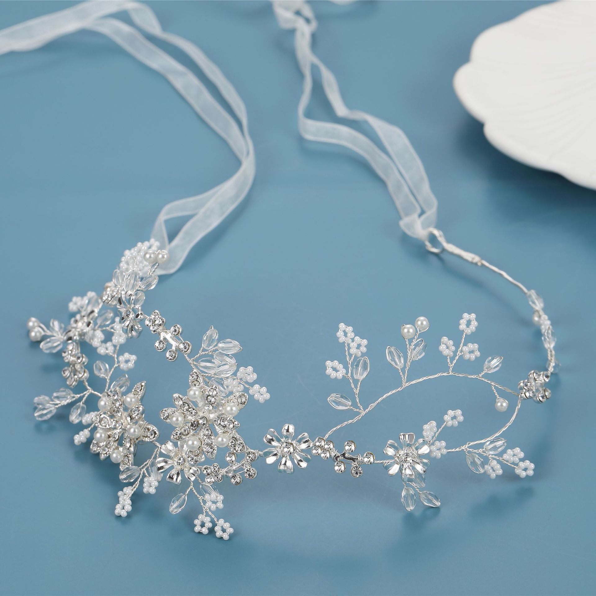 Fashion Bridal Wedding Hair Accessories Alloy Flower Pearl Hairband display picture 3