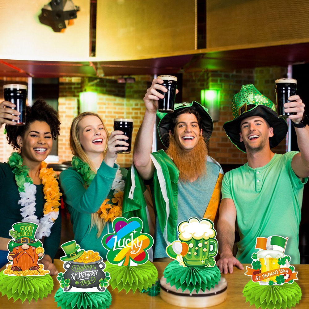 Nuevo día de San Patricio fiesta decoración de panal ornamentos día irlandés trébol de suerte panal tridimensional