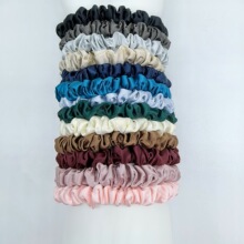 外贸真丝发圈19姆米1cm大肠圈100桑蚕丝扎头绳小号皮筋现货批发